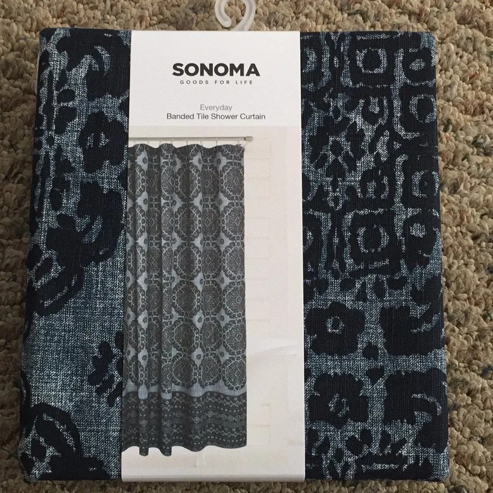 New Sonoma Banded Tile Shower Curtain